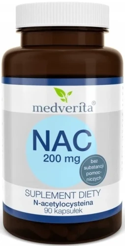 NAC 200 mg N-acetylo L-cysteina - 90 kapsułek, Medverita.webp