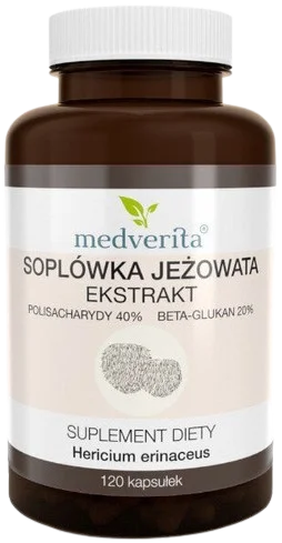 Soplówka Jeżowata Ekstrakt 120 kapsułek, Medverita.webp