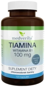 Tiamina (wit. B1) 100 mg 120 kapsułek, Medverita