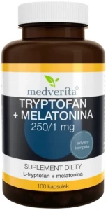 Tryptofan + Melatonina L-tryptofan 100 kapsułek, Medverita