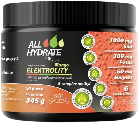 Elektrolity Mango + B complex methyl 345g, 50 porcji, Aliness.webp