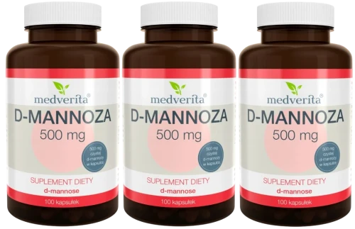 3 x D-mannoza 500 mg 100 kapsułek, Medverita.webp