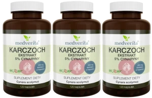 3 x Karczoch ekstrakt 5% z cynaryny 120 kaps, Medverita