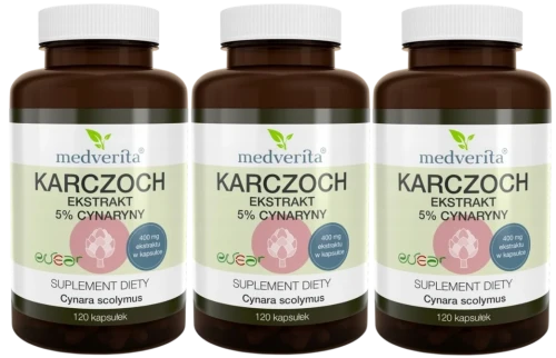 3 x Karczoch ekstrakt 5% z cynaryny 120 kaps, Medverita.webp