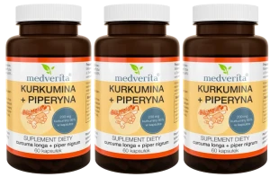 3 x Medverita Kurkumina + Piperyna 60 kapsułek - Detoksykacja Układ Krwionośny Serce
