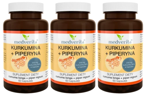 3 x Kurkumina + Piperyna 60 kapsułek, Medverita.webp