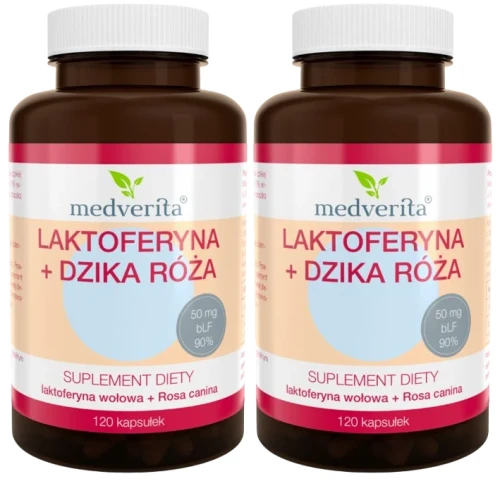 2 x Laktoferyna + Dzika róża 120 kapsułek, Medverita.webp