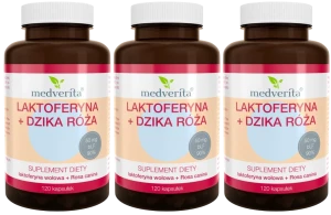 3 x Medverita Laktoferyna + Dzika róża 120 kapsułek - Odporność Wchłanianie Żelaza