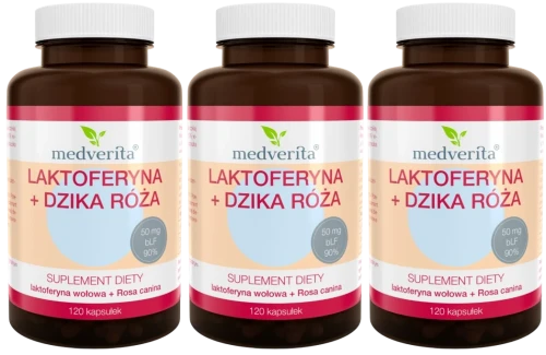 3 x Laktoferyna + Dzika róża 120 kapsułek, Medverita.webp