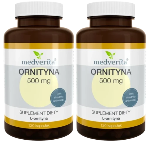 2 x Ornityna 500 mg 120 kapsułek, Medverita.webp