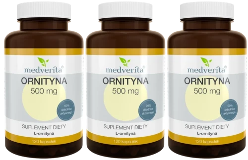 3 x Ornityna 500 mg 120 kapsułek, Medverita.webp