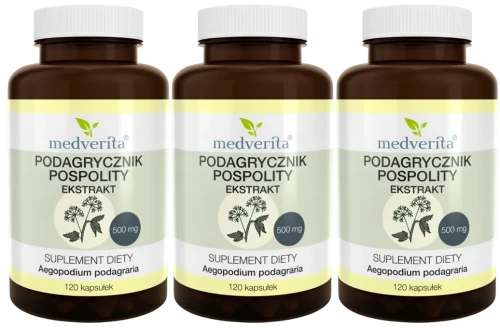 3 x Podagrycznik pospolity 500 mg 120 kaps, Medverita.webp