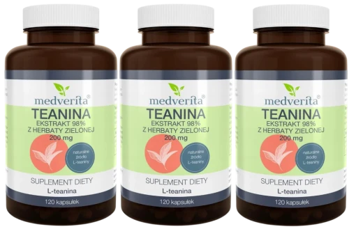 3 x Teanina 200 mg 120 kapsułek, Medverita.webp