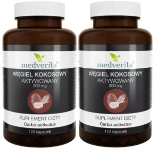 2 x Węgiel kokosowy aktywny 200 mg 120 kaps, Medverita