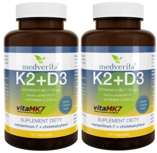 2 x Witamina K2 MK-7 100 ug + D3 2000IU 120k, Medverita.webp