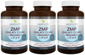 3 x ZMP chelaty Zn i Mg + P-5-P 120 kapsułek, Medverita