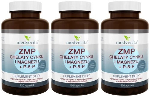 3 x ZMP chelaty Zn i Mg + P-5-P 120 kapsułek, Medverita.webp