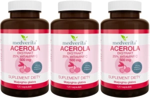3 x Acerola 500 mg 120 kapsułek, Medverita