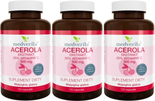 3 x Acerola 500 mg 120 kapsułek, Medverita.webp