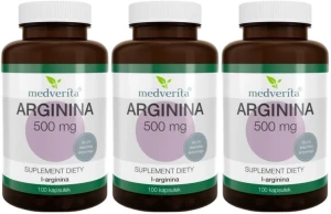 3 x Arginina 500 mg 100 kapsułek, Medverita