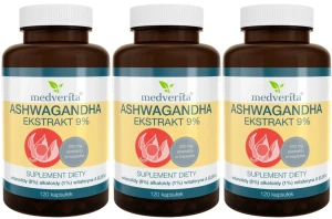 3 x Ashwagandha 9% 120 kapsułek, Medverita