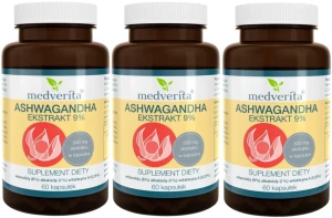 3 x Ashwagandha 9% 60 kapsułek, Medverita