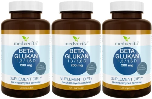 3 x Beta Glukan 200 mg 120 kapsułek, Medverita.webp