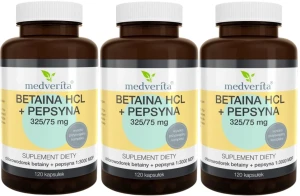 3 x Betaina + Pepsyna 120 kapsułek, Medverita