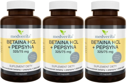 3 x Betaina + Pepsyna 120 kapsułek, Medverita.webp