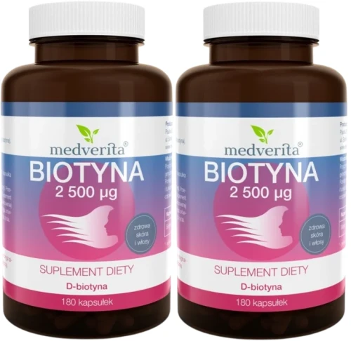 2 x Biotyna 2500 mcg 180 kapsułek, Medverita.webp
