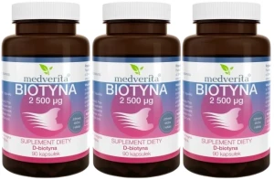3 x Biotyna 2500 mcg 90 kapsułek, Medverita