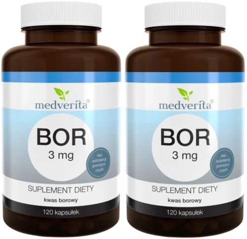 2 x BOR 3 mg Kwas Borowy 120 kapsułek, Medverita.webp