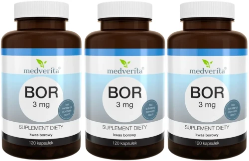 3 x BOR 3 mg Kwas Borowy 120 kapsułek, Medverita.webp