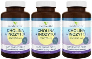 3 x Medverita Cholina + Inozytol 120 kapsułek - Metabolizm Tłuszczów Wątroba