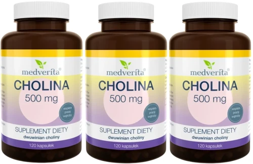 3 x Cholina 500 mg 120 kapsułek, Medverita.webp