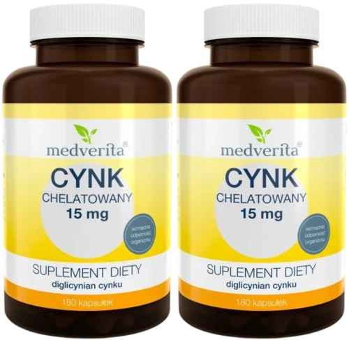 2 x Cynk chelatowany 15 mg 180 kapsułek, Medverita.webp