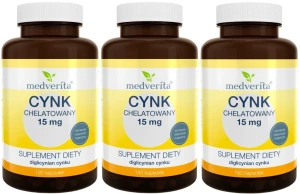 3 x Cynk chelatowany 15 mg 180 kapsułek, Medverita