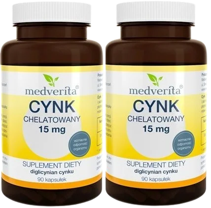 2 x Cynk chelatowany 15 mg 90 kapsułek, Medverita.webp