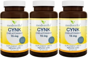 3 x Cynk chelatowany 15 mg 90 kapsułek, Medverita