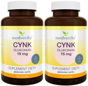 2 x Cynk glukonian 15 mg 180 kapsułek, Medverita