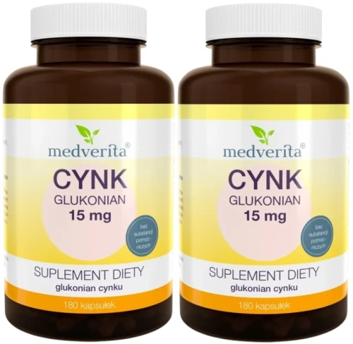 2 x Cynk glukonian 15 mg 180 kapsułek, Medverita.webp
