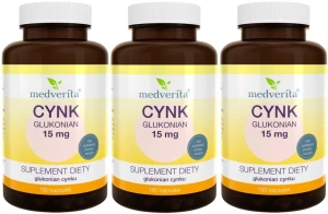 3 x Cynk glukonian 15 mg 180 kapsułek, Medverita