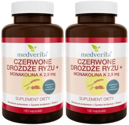 2 x Czerwone drożdże ryżu+ 180 kapsułek, Medverita.webp