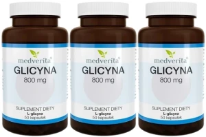 3 x Glicyna 800 mg L-glicyna Aminokwas 50 kapsułek, Medverita