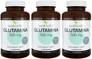 3 x Glutamina 500 mg 120 kapsułek, Medverita