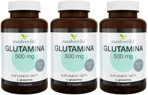 3 x Glutamina 500 mg 120 kapsułek, Medverita.webp