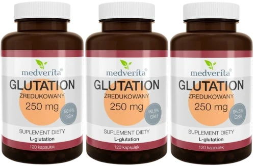 3 x Glutation zredukowany 250 mg 120 kapsułek, Medverita.webp