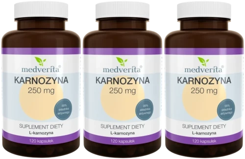 3 x Karnozyna 250 mg 120 kapsułek, Medverita.webp