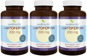 3 x Medverita Laktoferyna FORTE 200 mg 120 kapsułek - Odporność Wchłanianie Żelaza