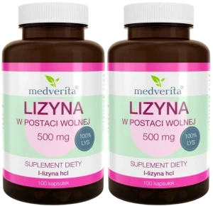 2 x Medverita Lizyna 500 mg 100 kapsułek - Odporność Wchłanianie Wapnia